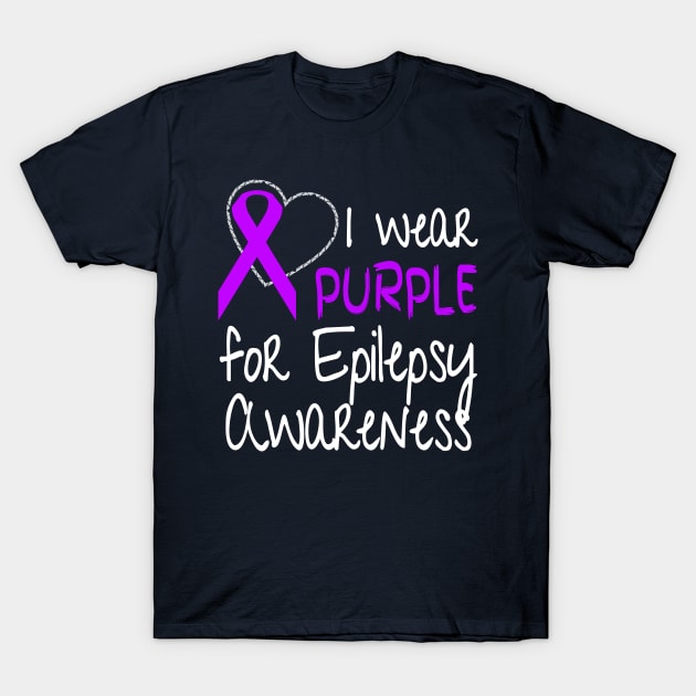 I Wear Purple For Epilepsy Awareness Ribbon design T-Shirt by nikkidawn74